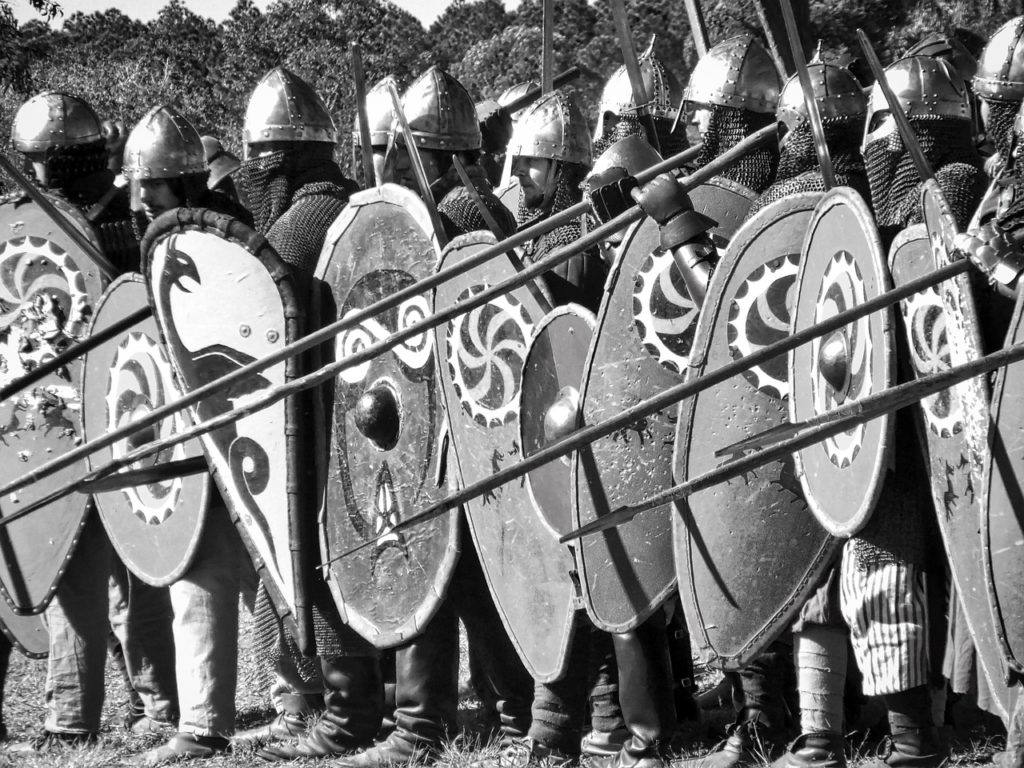 medieval, soldiers, spears