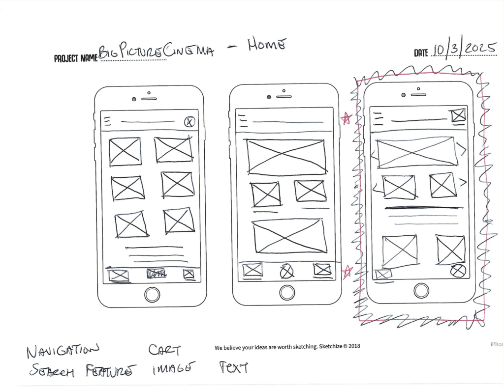 Big Picture Cinema Wireframes - Home 1