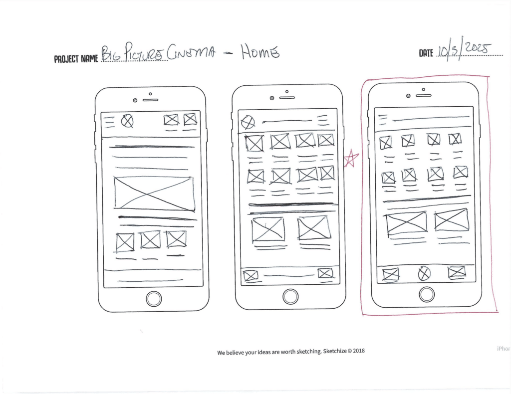 Big Picture Cinema Wireframes - Home 2