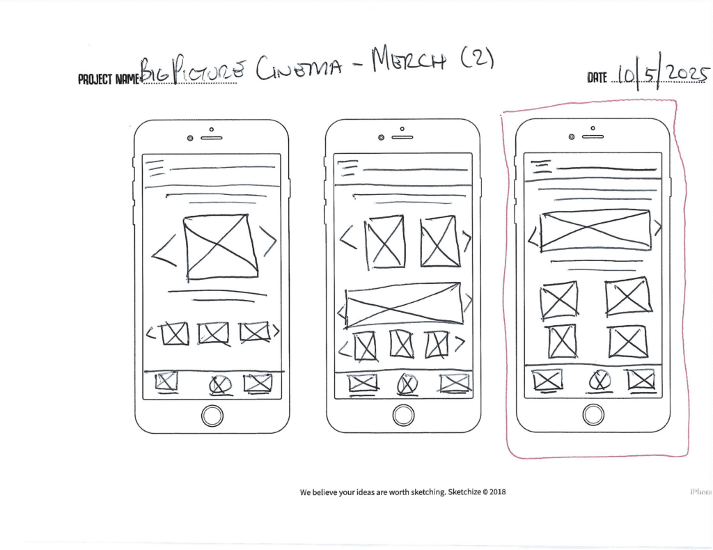 Big Picture Cinema Wireframes - Merch 2