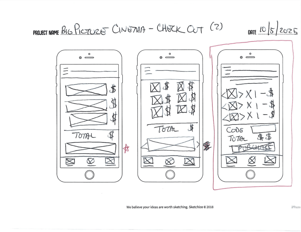 Big Picture Cinema Wireframes - Check Out 2